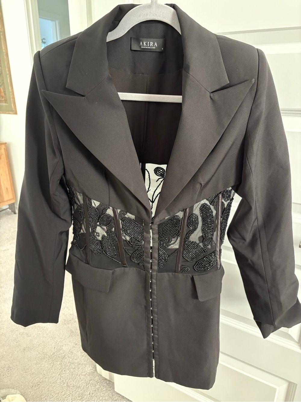 AKIRA Black Beaded Corset-Detail Blazer - Picture 5 of 10